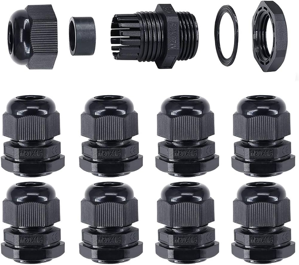 Lot de 20 presse-étoupe M16 IP68 - Gris - Passe-câble étanche - Pour l'extérieur, jardin, boîte de dérivation